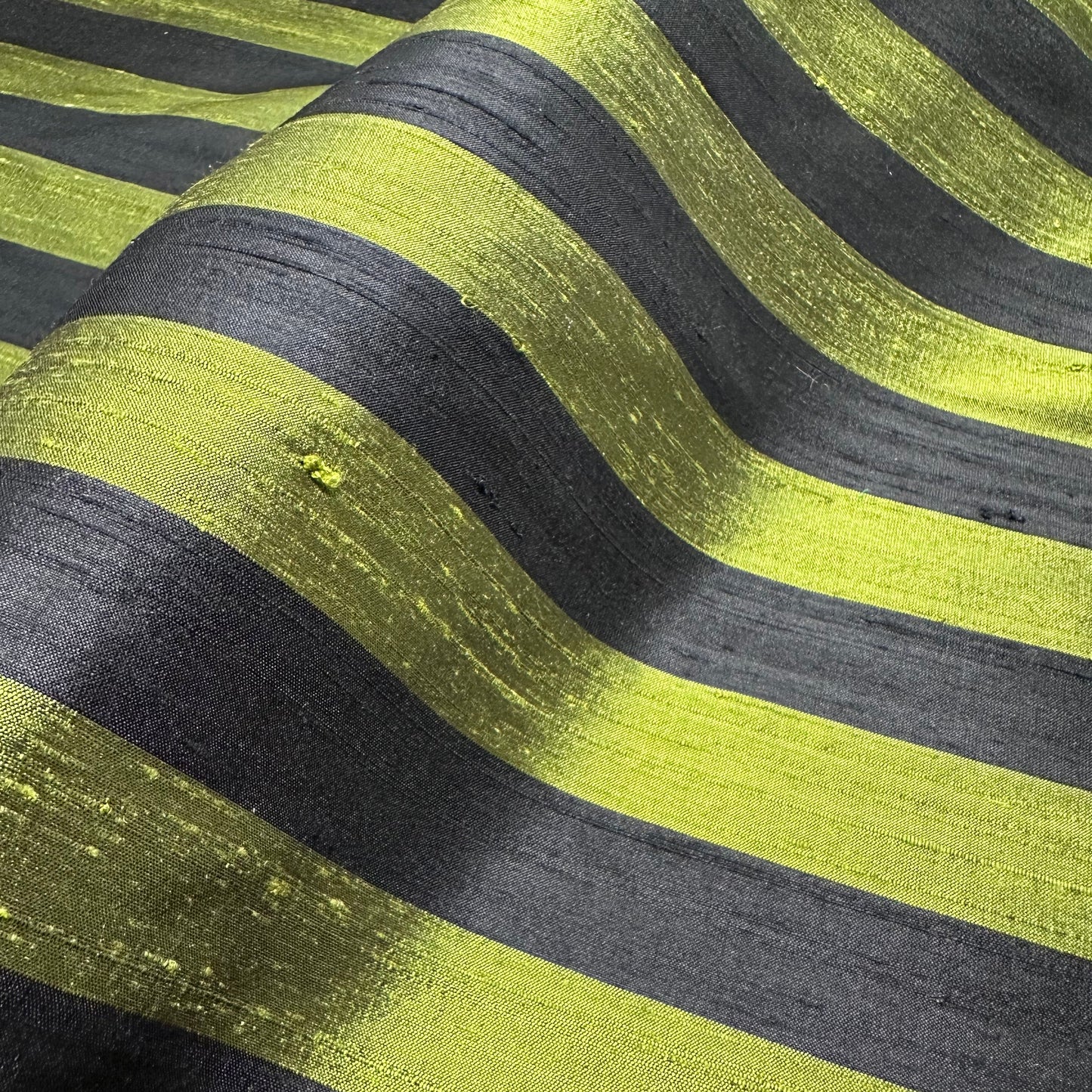 OLIVE STRIPE DUPION SILK