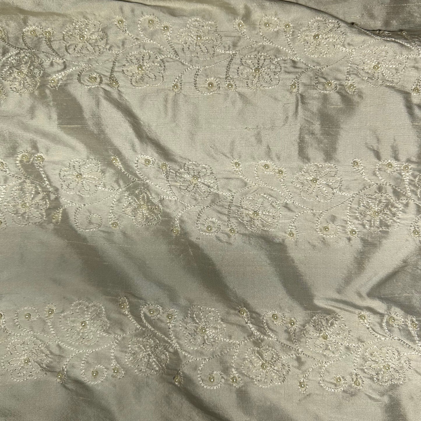 EMBROIDERED IVORY POWERLOOM SILK