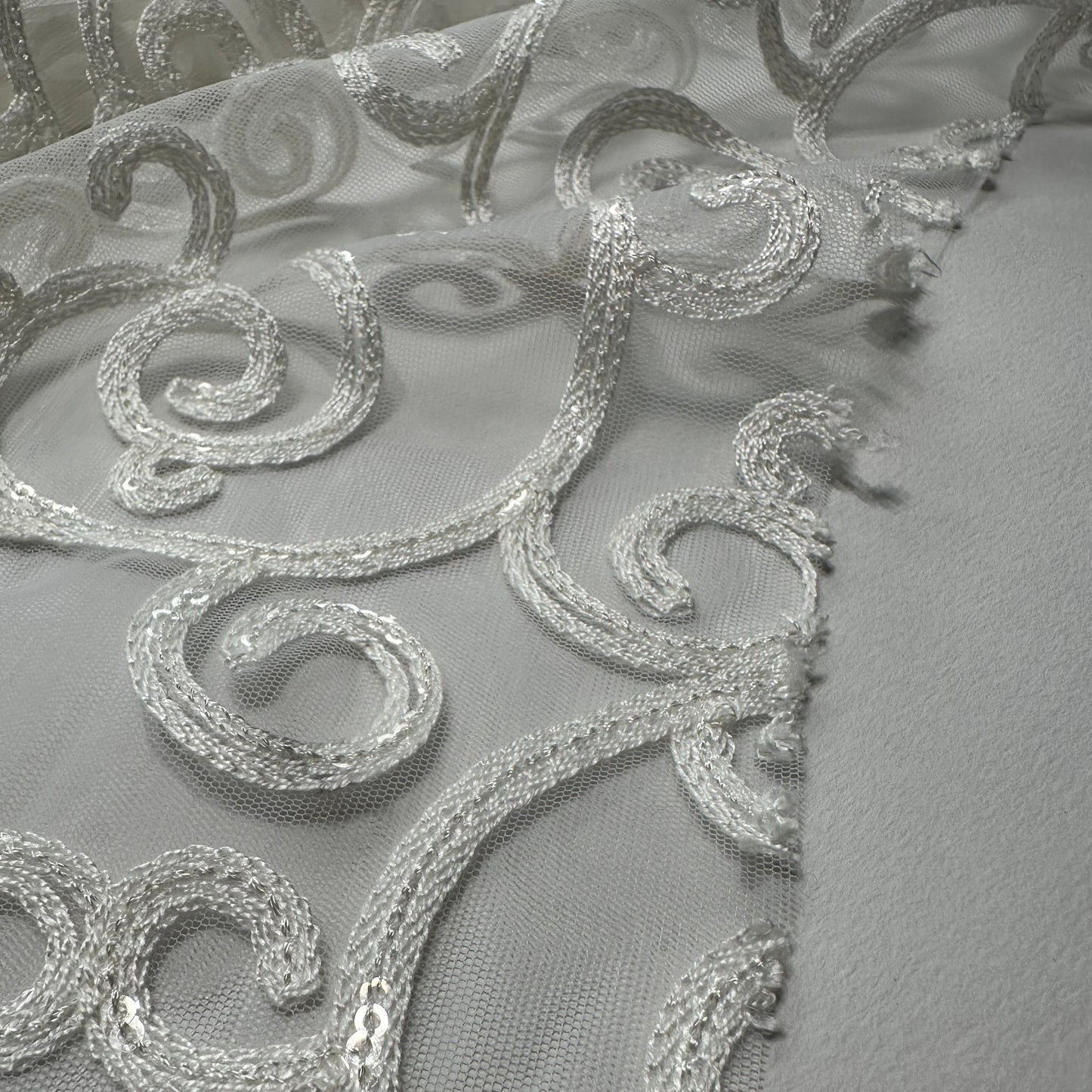 EMBROIDERED IVORY TULLE