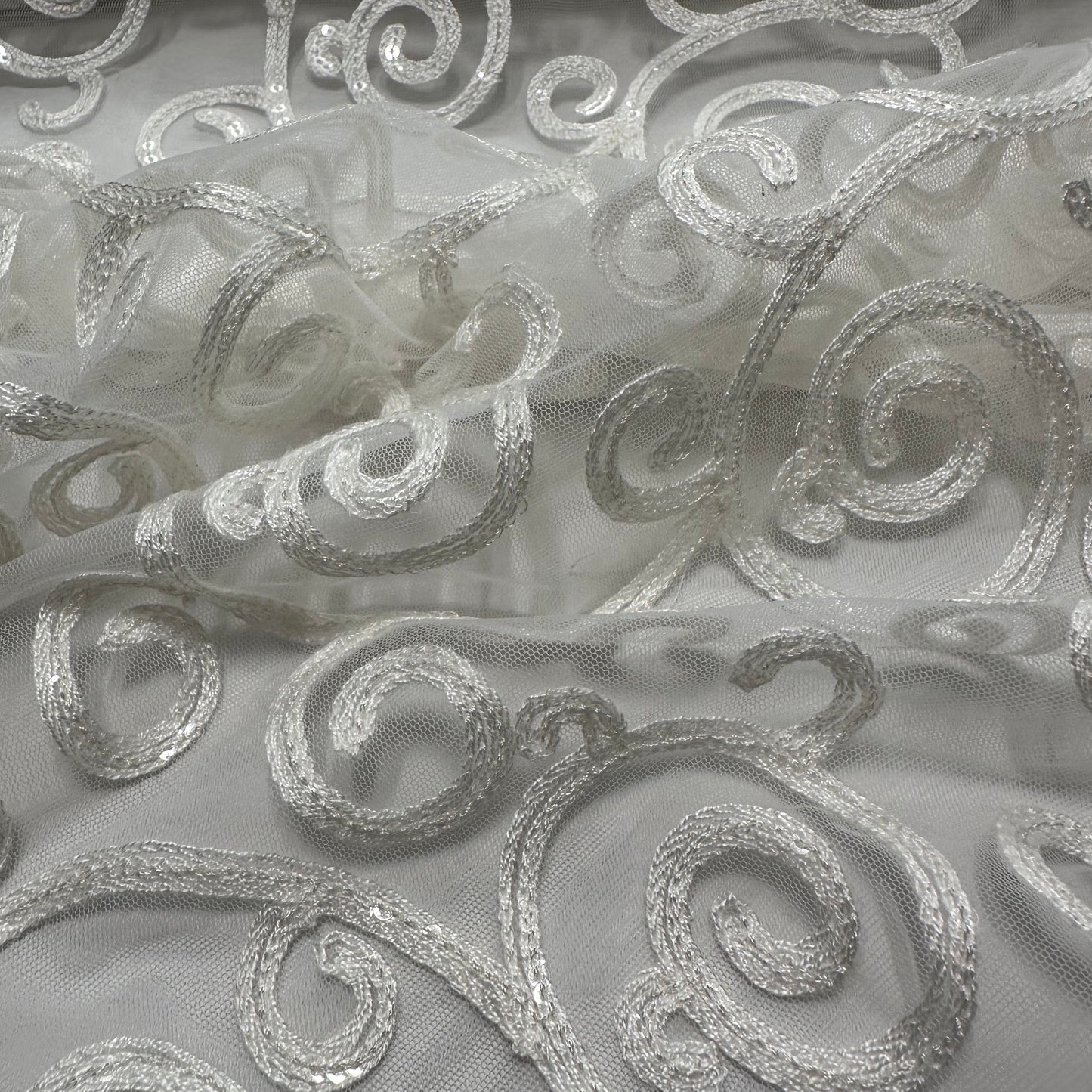 EMBROIDERED IVORY TULLE