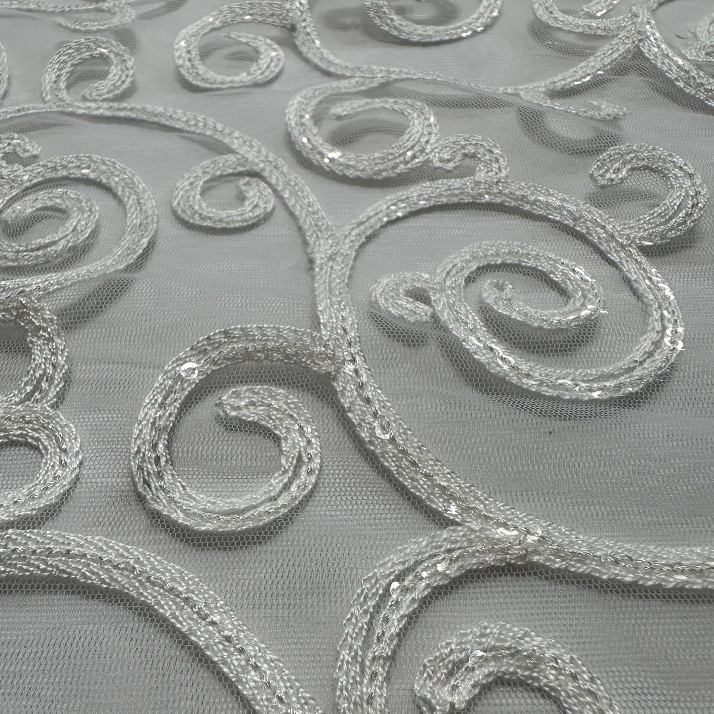 EMBROIDERED IVORY TULLE