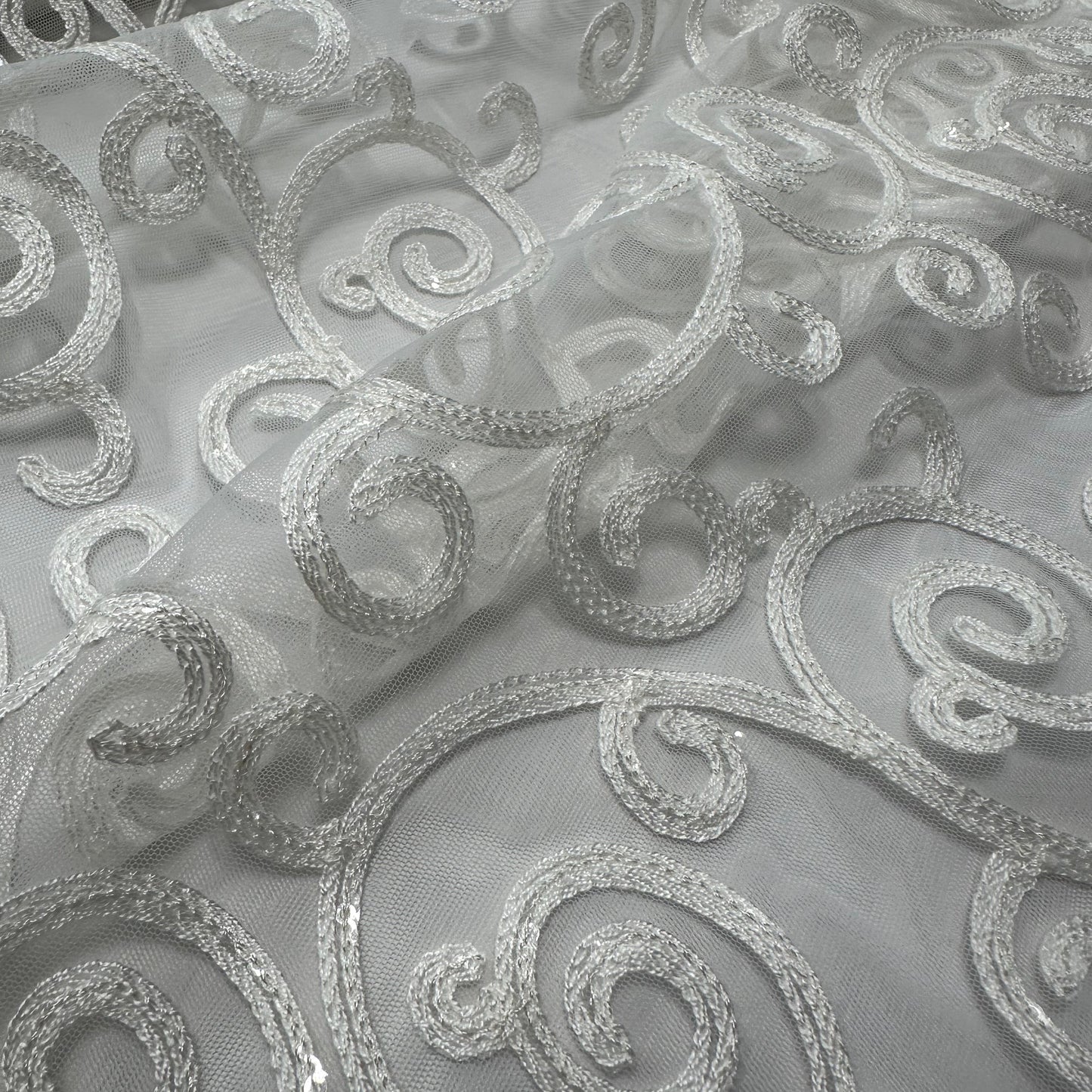 EMBROIDERED IVORY TULLE