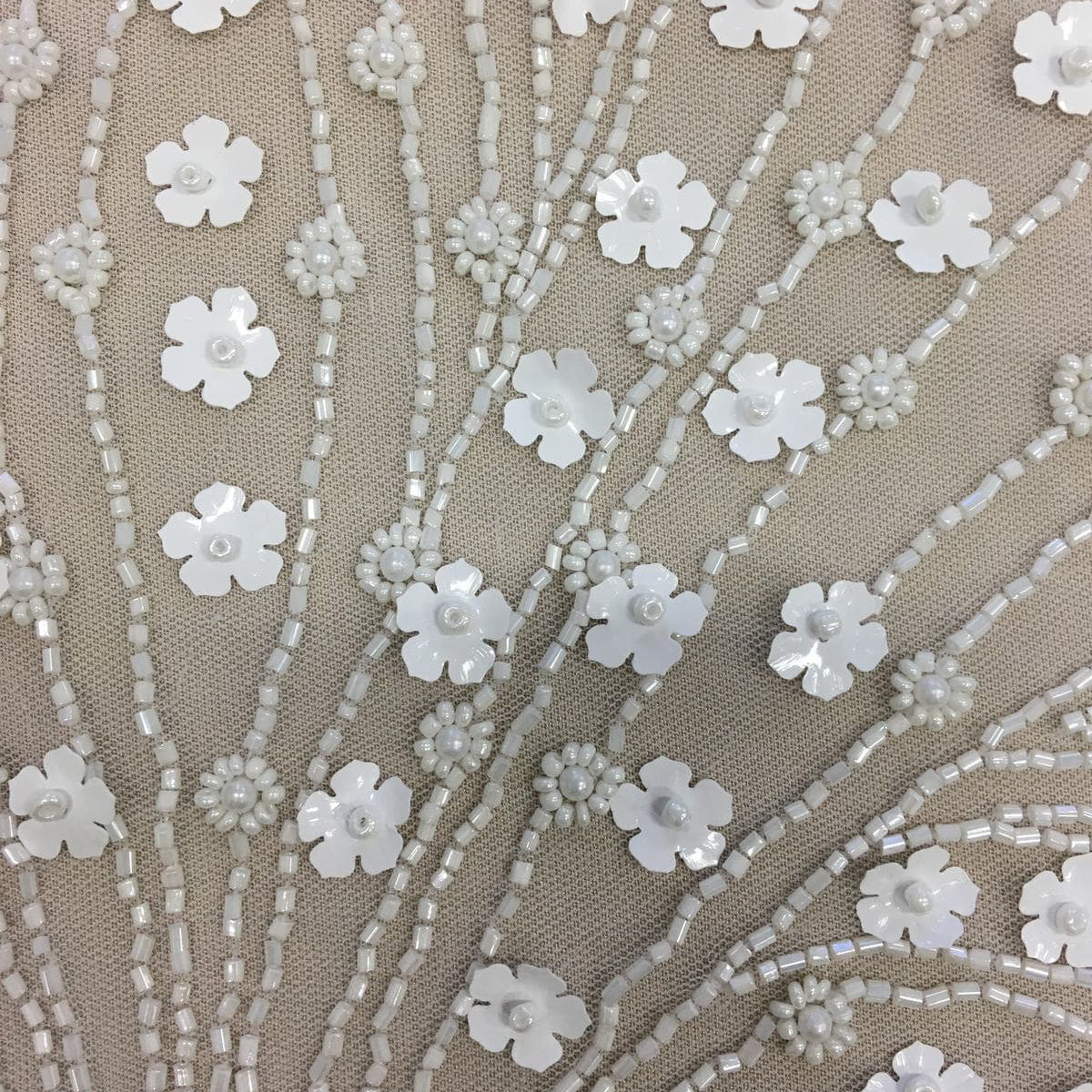 IVORY FLORAL BEADED TULLE