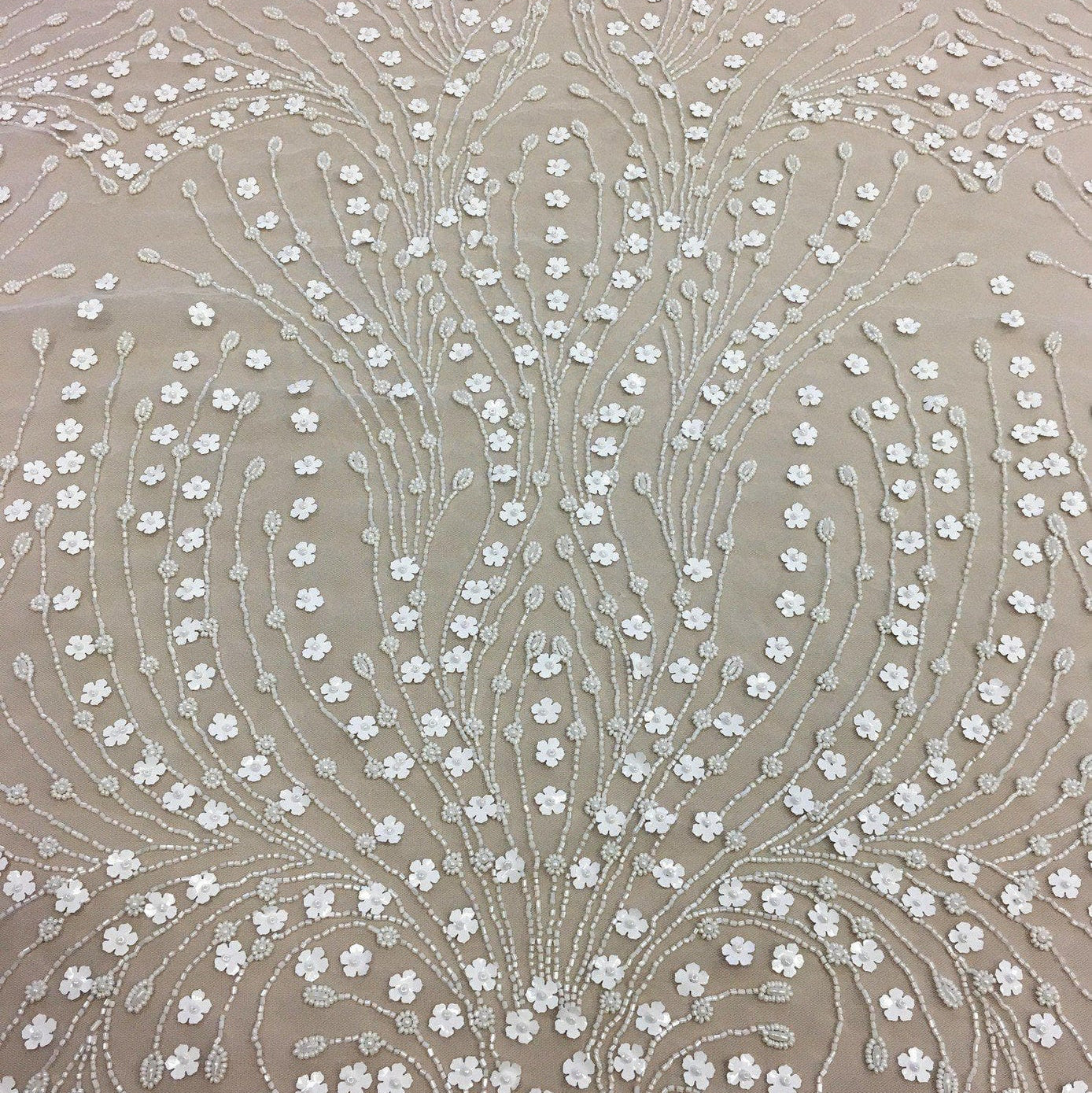 IVORY FLORAL BEADED TULLE
