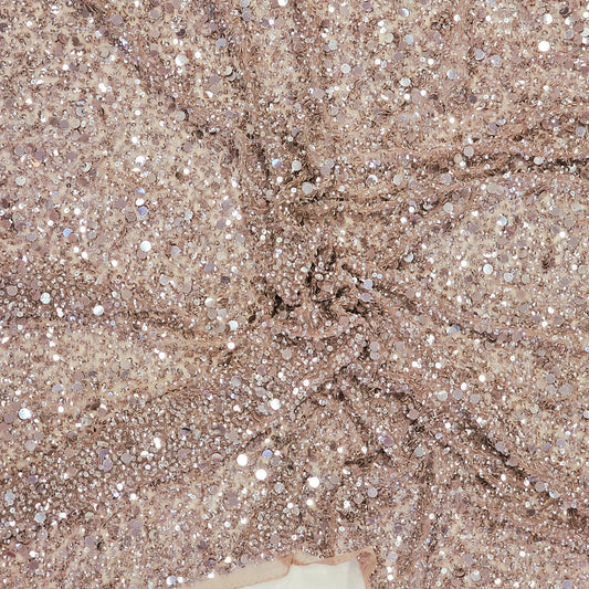 SEQUINNED TAUPE TULLE