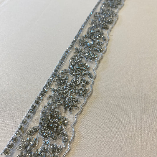 METALLIC SILVER BEADED TRIM