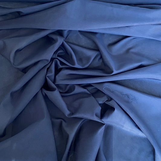 NAVY SILK COTTON VOILE