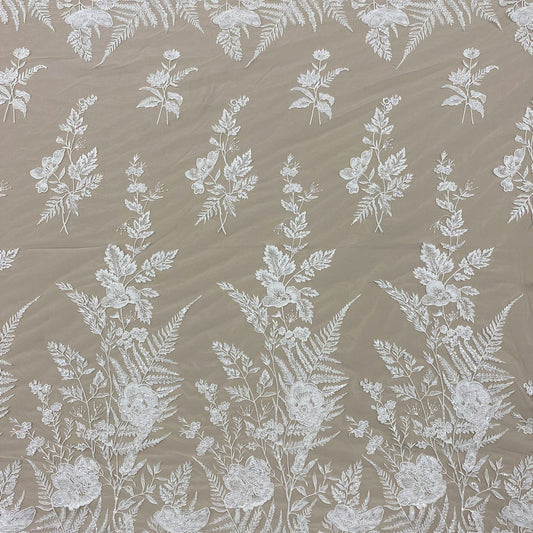 IVORY EMBROIDRED FLORAL TULLE