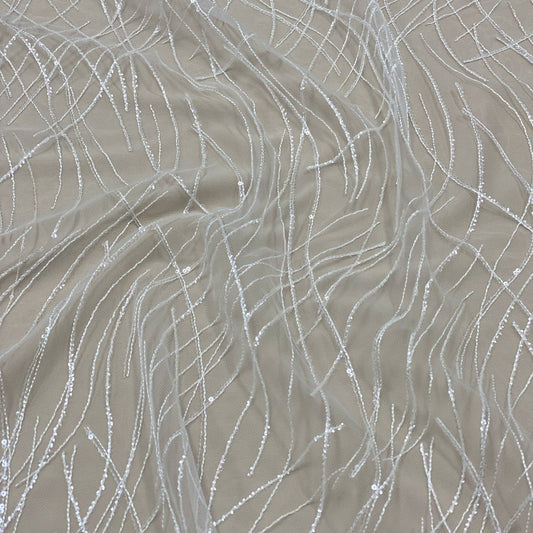IVORY EMBROIDRED SEQUINNED TULLE