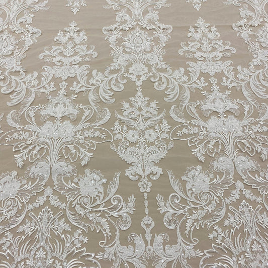 IVORY EMBROIDERED FLORAL TULLE