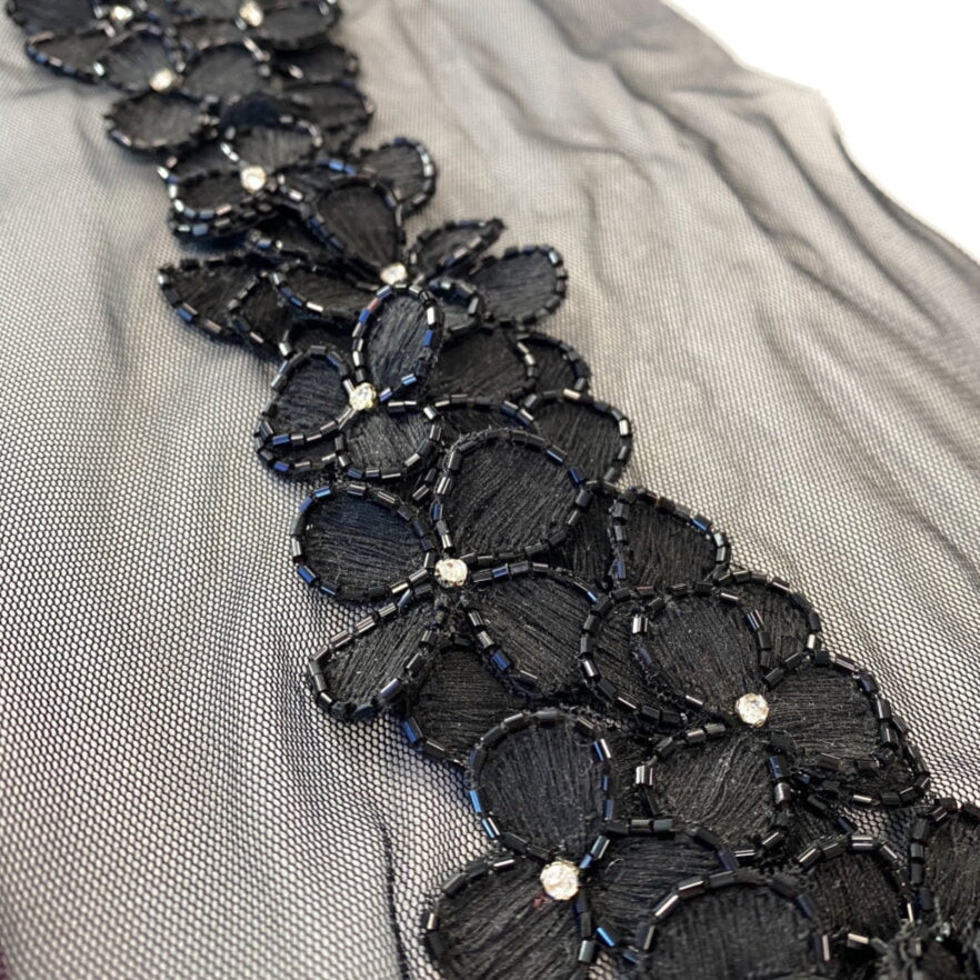 BLACK FLORAL BORDER TRIM