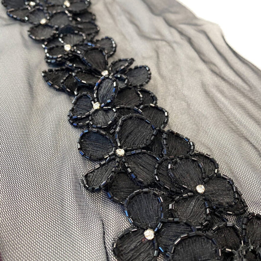 BLACK FLORAL BORDER TRIM