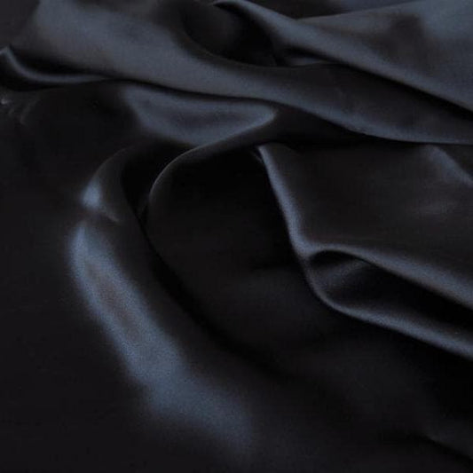 BLACK SANDWASH SATIN SILK