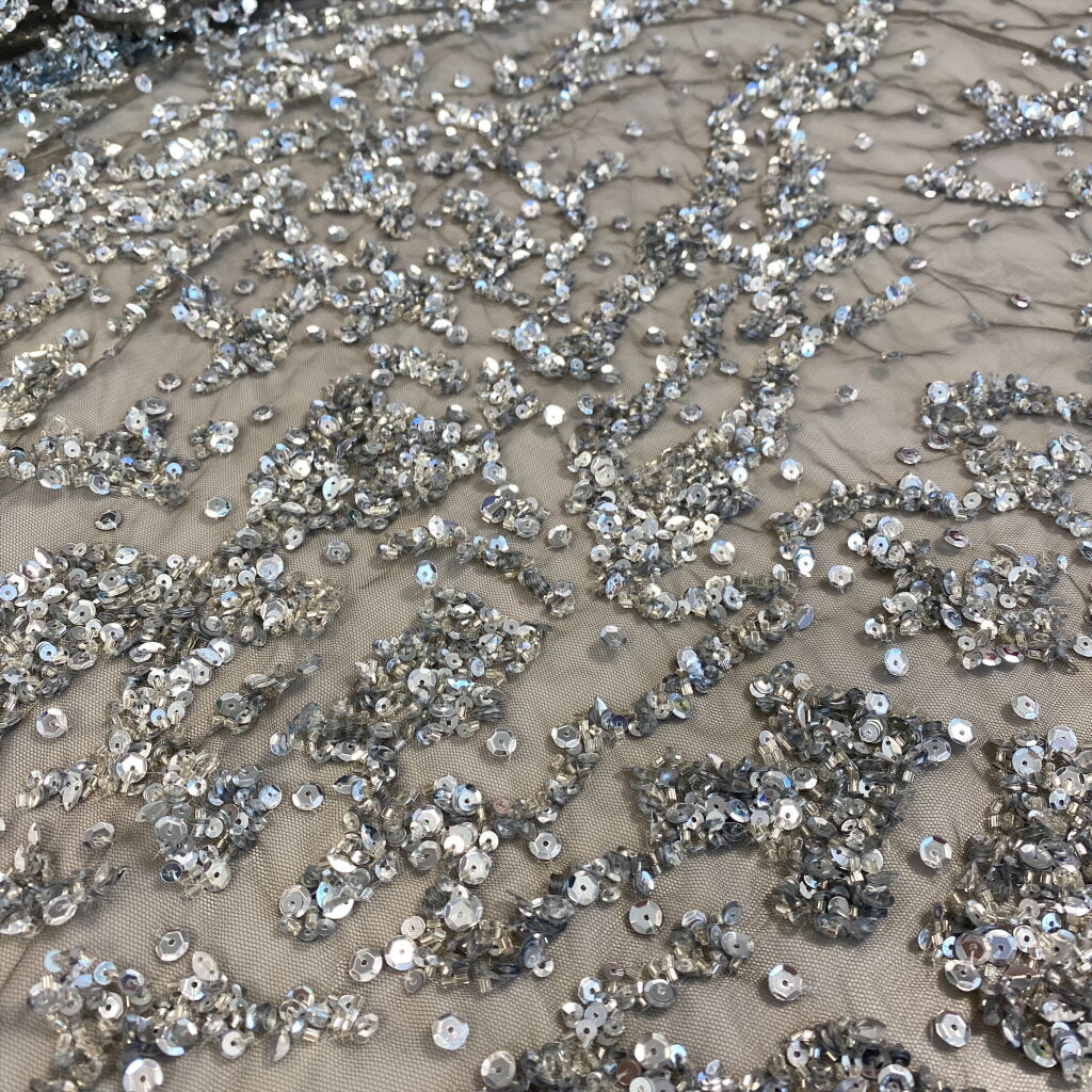 SEQUINNED SILVER TULLE