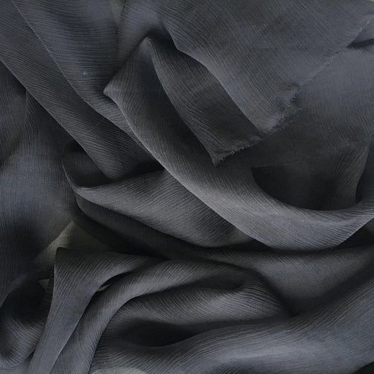 BLACK CRINKLE SILK CHIFFON