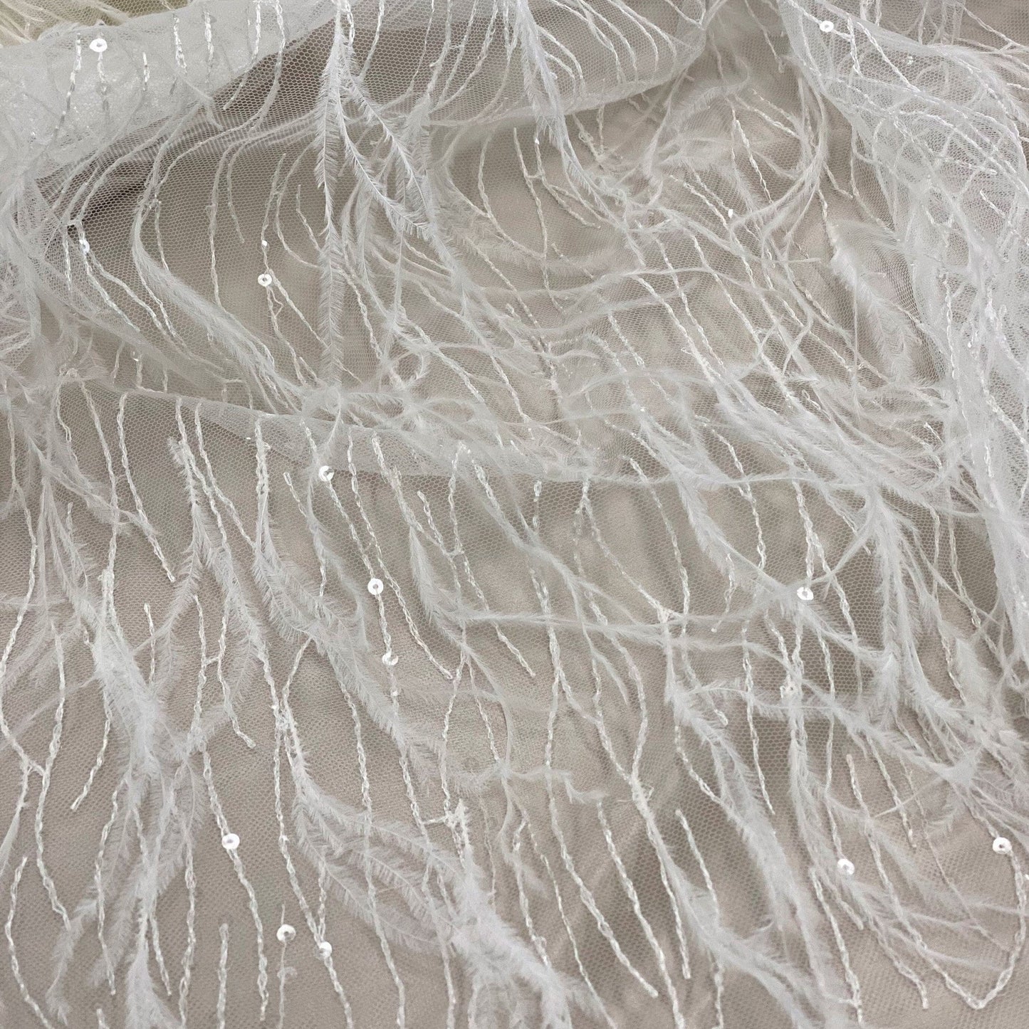 IVORY FEATHERED TULLE