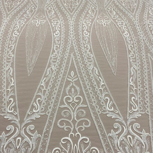 IVORY EMBROIDERED TULLE