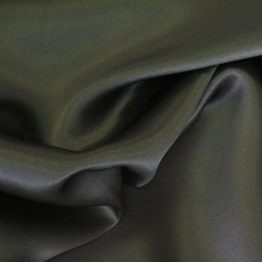 KHAKI STRETCH SILK SATIN