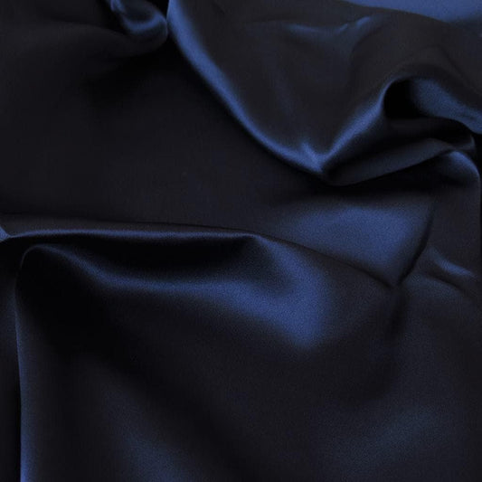NAVY STRETCH SILK SATIN