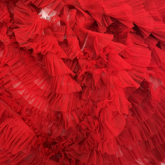 RED RUFFLED TULLE