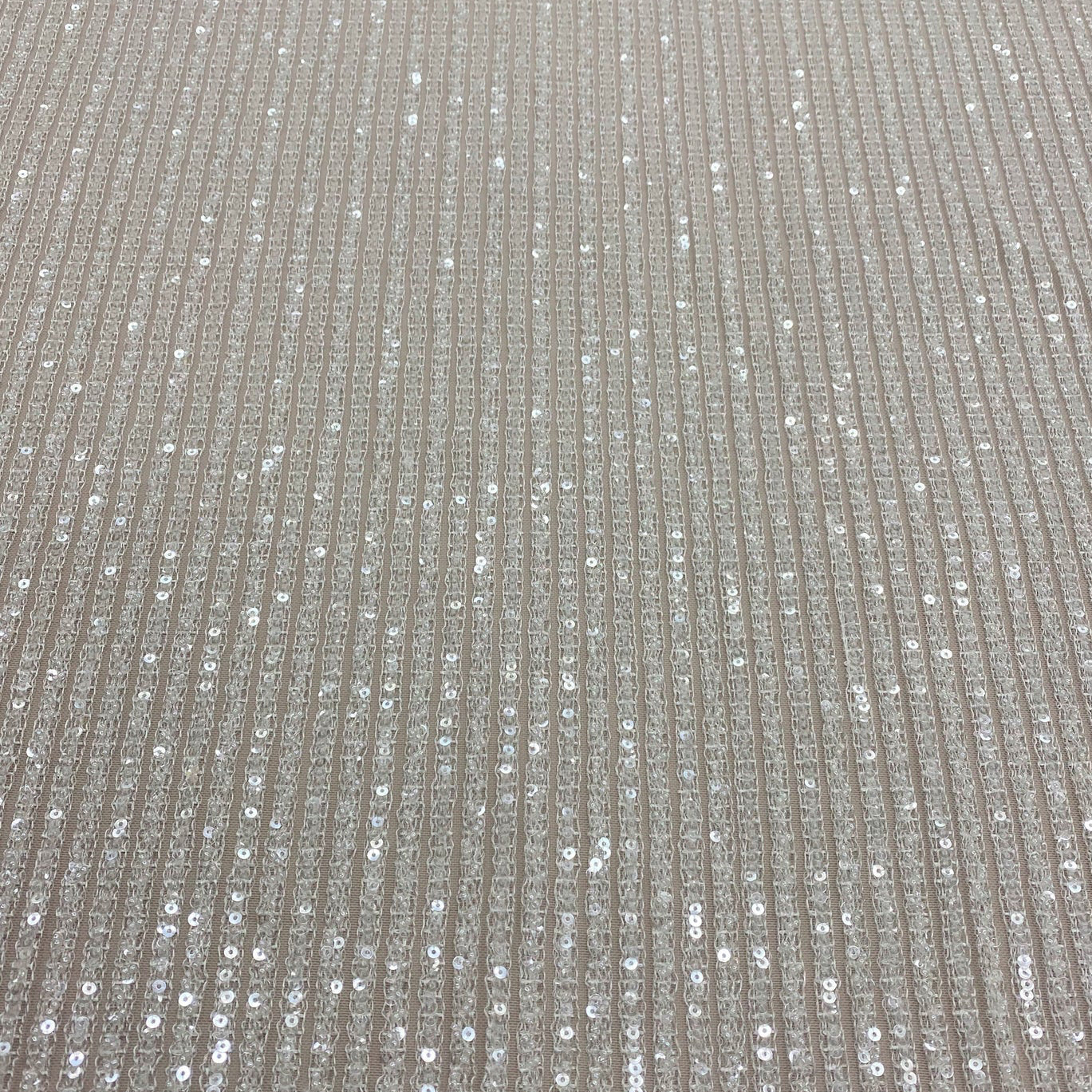 IVORY LINEAR EMBELLISHED TULLE
