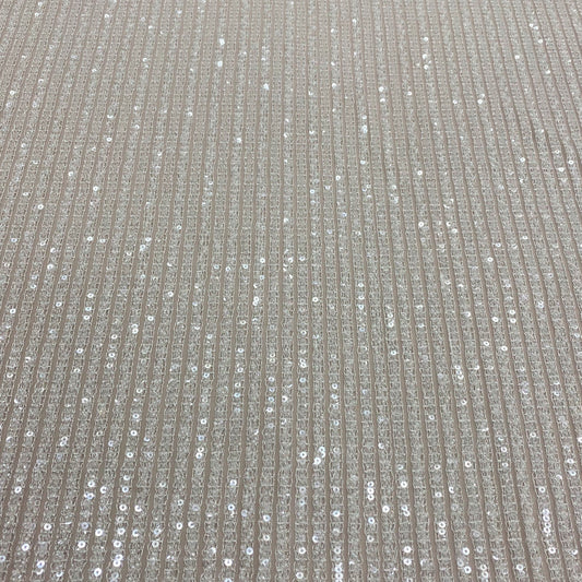 IVORY LINEAR EMBELLISHED TULLE