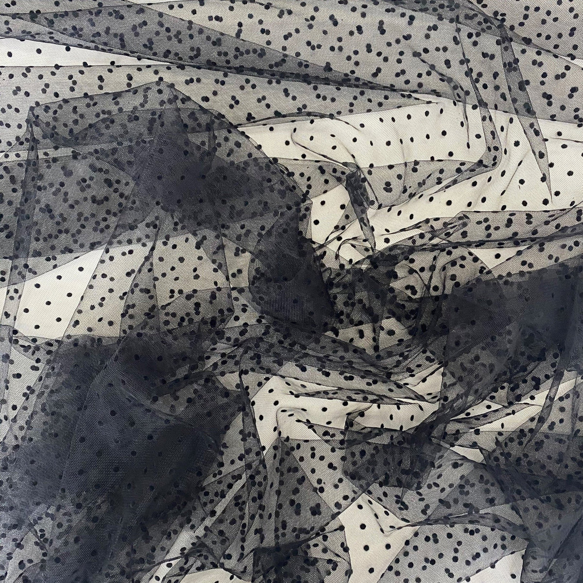 BLACK FLOCKED TULLE