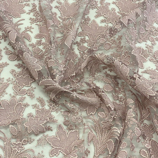 TEA ROSE FLORAL EMBROIDERED TULLE