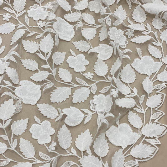 IVORY EMBROIDERED APPLIQUE TULLE