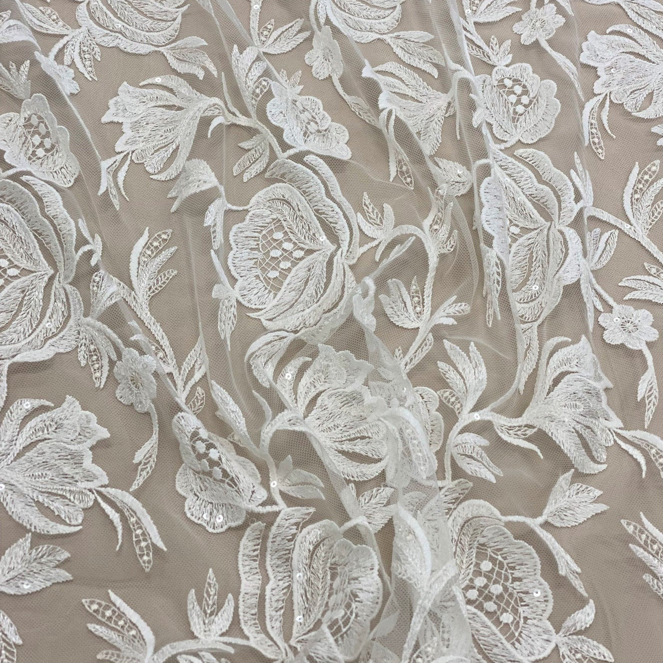 IVORY EMBROIDERED TULLE