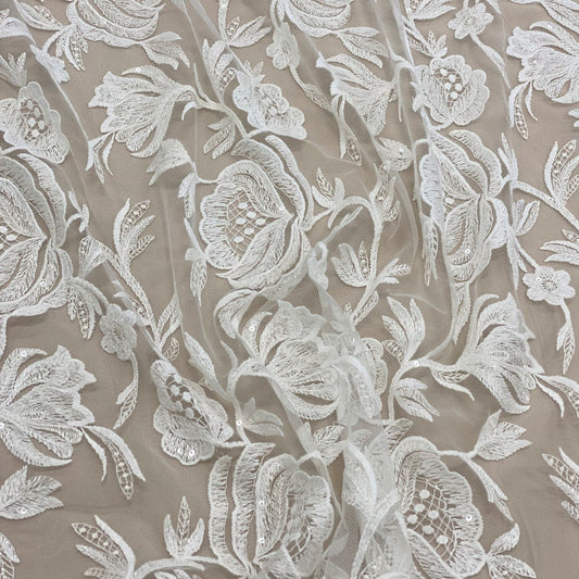 IVORY EMBROIDERED TULLE