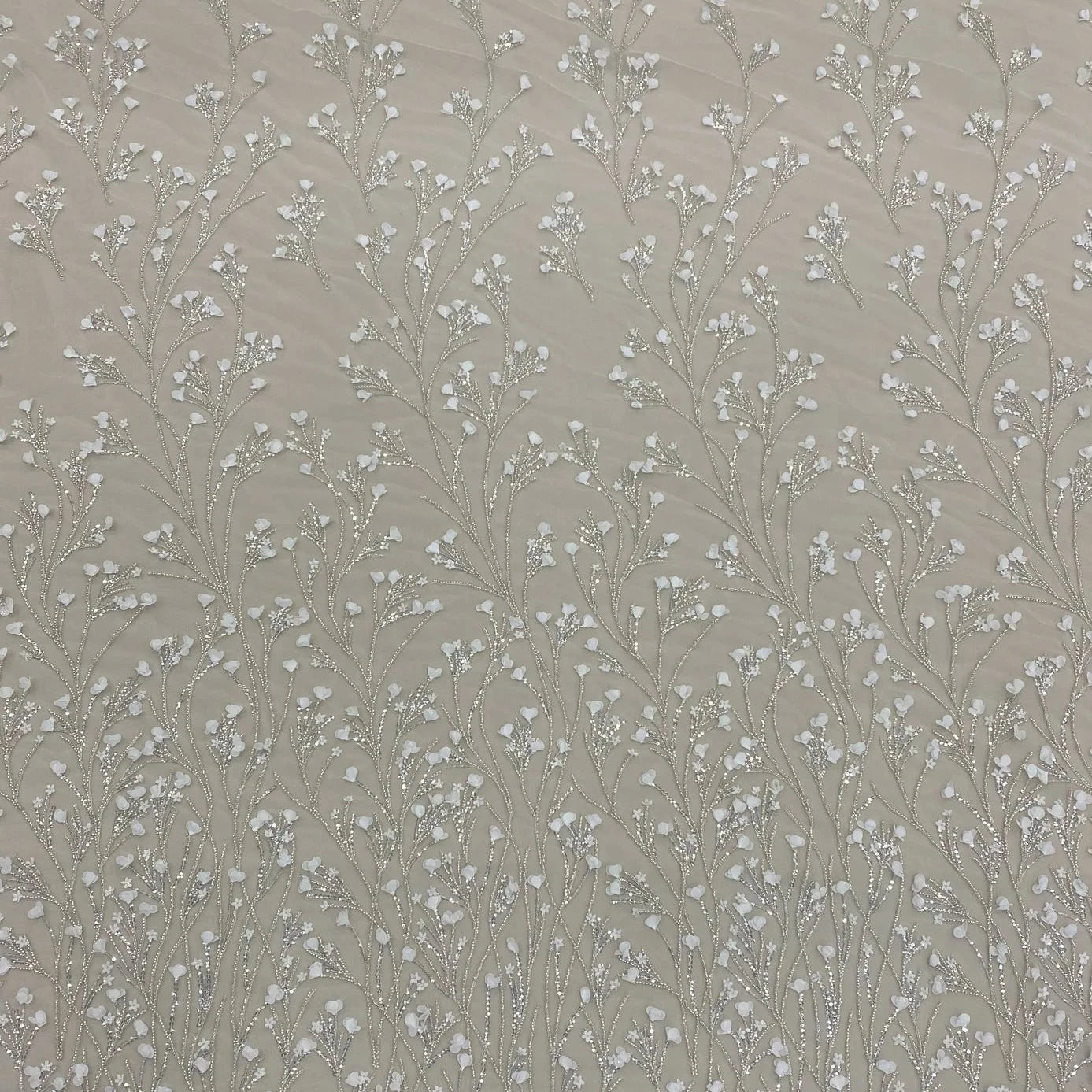 IVORY EMBELLISHED FLORAL TULLE